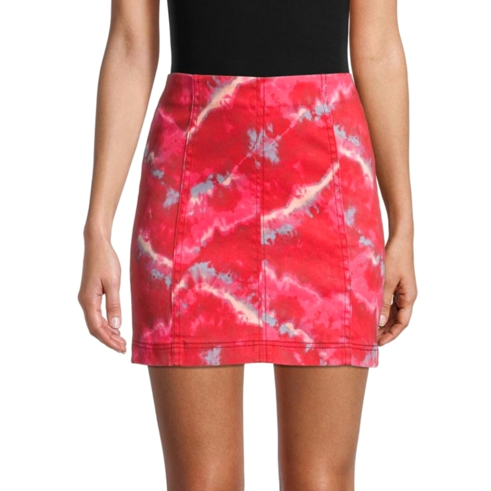 Free People Modern Femme Tie Dye Denim Boho Mini Skirt 2